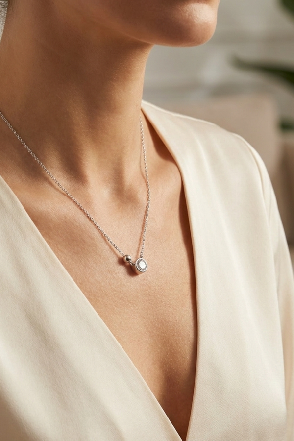Silver Permium Stylish Pendant Necklace For Women